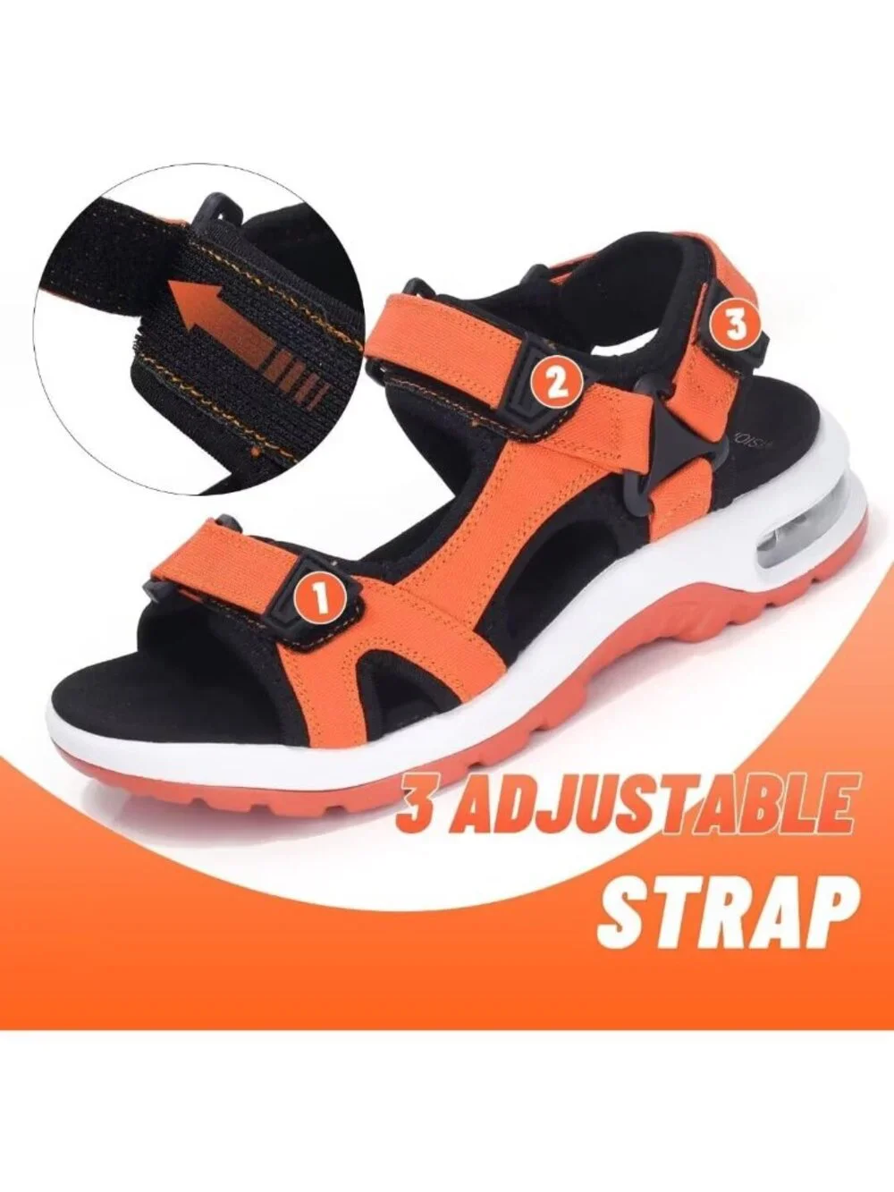 Men's Orange Athletic Sandals Open Toe Hiking Outdoor Non-slip Sandals Casual